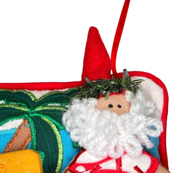 Michael J Gillan Hawaii Mele Kalikimaka Santa Pillow Ornament 3D Hanging - Picture 4 of 9